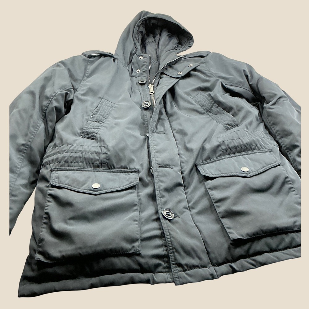 Tommy Hilfiger Navy Blue Insulated Hooded Parka Jacket Heavy Winter Coat Size XL